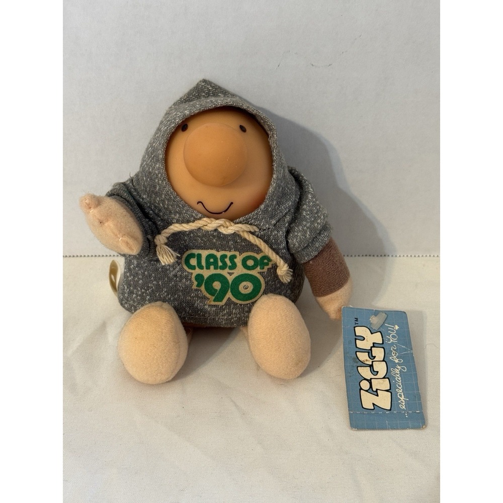 Vintage Ziggy Plush Doll Class of 1990 with Hoodie & Tag American‎ Greetings